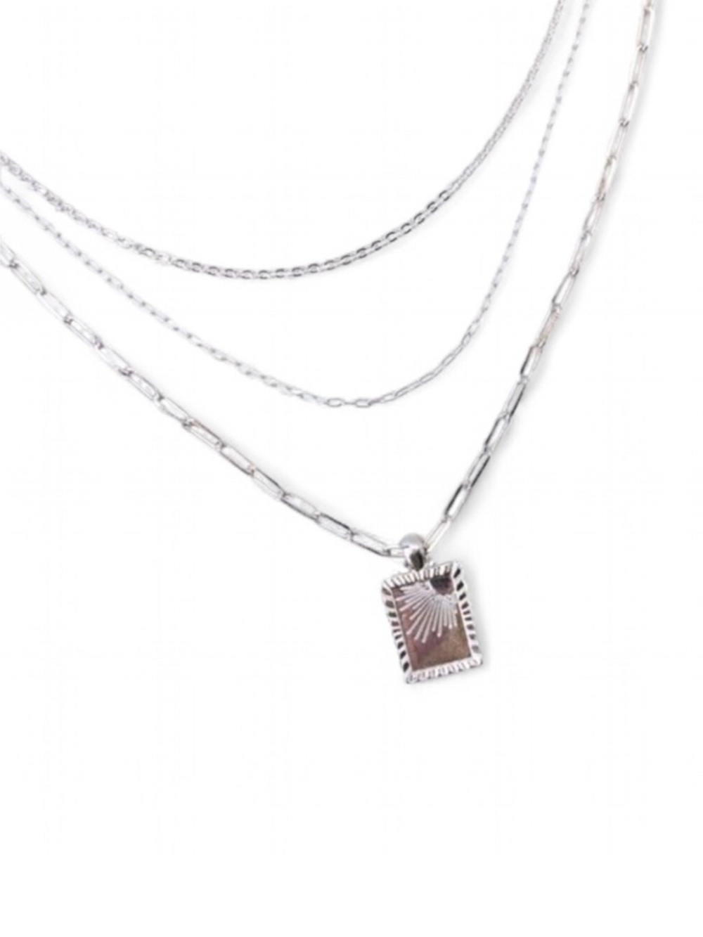 Silver Tone Triple Layered Necklace